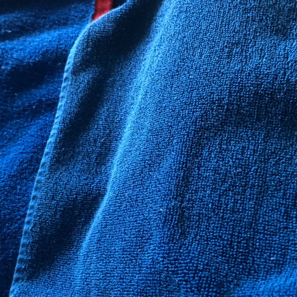 Blue Toweling with Red Car Patch